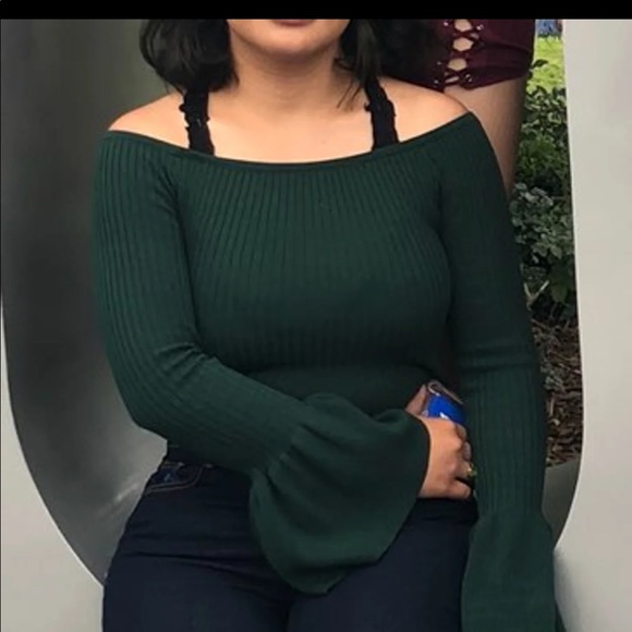 dark green bardot top